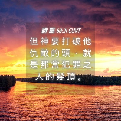 Picture 04 - 詩 篇 68:21 CUVT - 但 神 要 打 破 他 仇 敵 的 頭 ， 就 - Bible Verse Picture