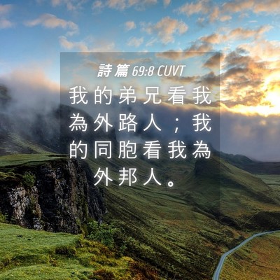 Picture 04 - 詩 篇 69:8 CUVT - 我 的 弟 兄 看 我 為 外 路 人 ； 我 - Bible Verse Picture