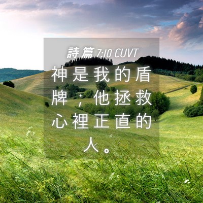 Picture 04 - 詩 篇 7:10 CUVT - 神 是 我 的 盾 牌 ； 他 拯 救 心 裡 - Bible Verse Picture