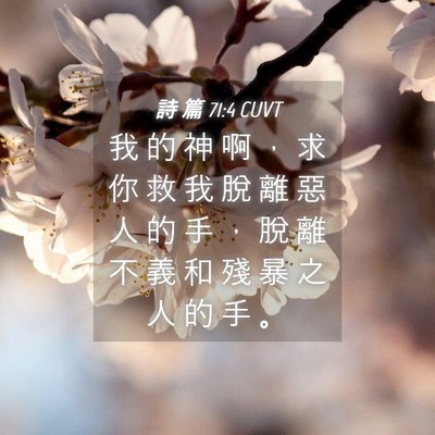 Picture 04 - 詩 篇 71:4 CUVT - 我 的 神 啊 ， 求 你 救 我 脫 離 惡 - Bible Verse Picture