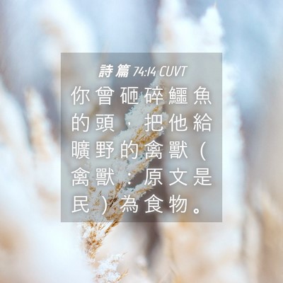 Picture 04 - 詩 篇 74:14 CUVT - 你 曾 砸 碎 鱷 魚 的 頭 ， 把 他 給 - Bible Verse Picture