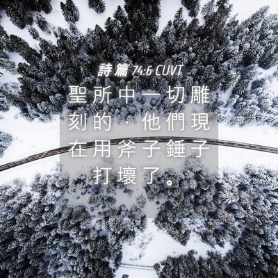 Picture 04 - 詩 篇 74:6 CUVT - 聖 所 中 一 切 雕 刻 的 ， 他 們 現 - Bible Verse Picture