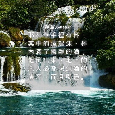 Picture 04 - 詩 篇 75:8 CUVT - 耶 和 華 手 裡 有 杯 ， 其 中 的 酒 - Bible Verse Picture