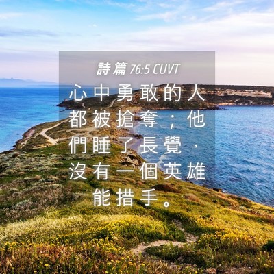 Picture 04 - 詩 篇 76:5 CUVT - 心 中 勇 敢 的 人 都 被 搶 奪 ； 他 - Bible Verse Picture