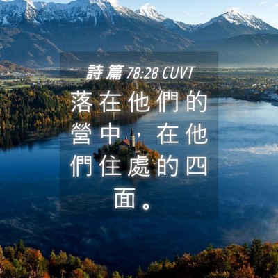 Picture 04 - 詩 篇 78:28 CUVT - 落 在 他 們 的 營 中 ， 在 他 們 住 - Bible Verse Picture