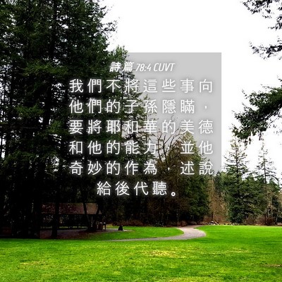 Picture 04 - 詩 篇 78:4 CUVT - 我 們 不 將 這 些 事 向 他 們 的 子 - Bible Verse Picture