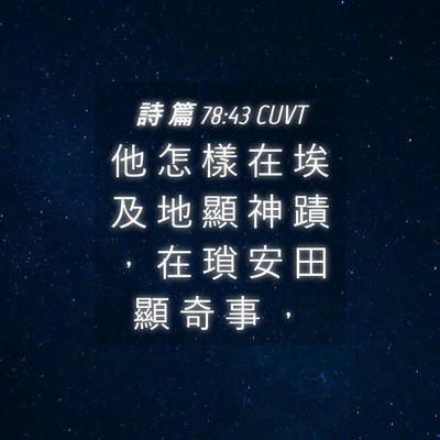 Picture 04 - 詩 篇 78:43 CUVT - 他 怎 樣 在 埃 及 地 顯 神 蹟 ， 在 - Bible Verse Picture