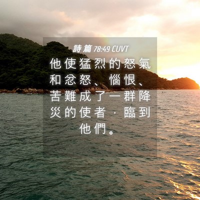 Picture 04 - 詩 篇 78:49 CUVT - 他 使 猛 烈 的 怒 氣 和 忿 怒 、 惱 - Bible Verse Picture