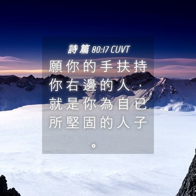 Picture 04 - 詩 篇 80:17 CUVT - 願 你 的 手 扶 持 你 右 邊 的 人 ， - Bible Verse Picture