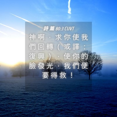 Picture 04 - 詩 篇 80:3 CUVT - 神 啊 ， 求 你 使 我 們 回 轉 （ 或 - Bible Verse Picture