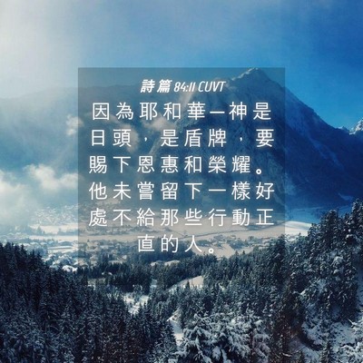 Picture 04 - 詩 篇 84:11 CUVT - 因 為 耶 和 華 ─ 神 是 日 頭 ， 是 - Bible Verse Picture