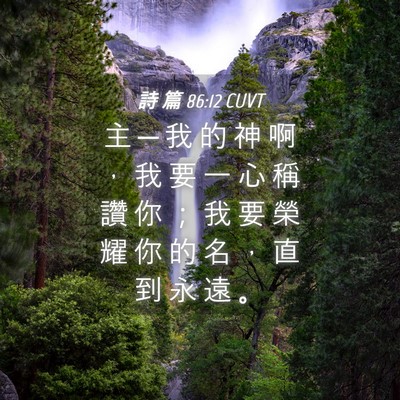Picture 04 - 詩 篇 86:12 CUVT - 主 ─ 我 的 神 啊 ， 我 要 一 心 稱 - Bible Verse Picture