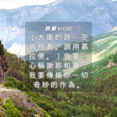 Picture 04 - 詩 篇 9:1 CUVT - （ 大 衛 的 詩 ， 交 與 伶 長 。 調 - Bible Verse Picture