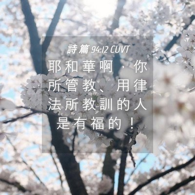 Picture 04 - 詩 篇 94:12 CUVT - 耶 和 華 啊 ， 你 所 管 教 、 用 律 - Bible Verse Picture