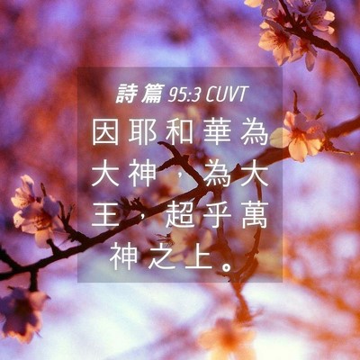 Picture 04 - 詩 篇 95:3 CUVT - 因 耶 和 華 為 大 神 ， 為 大 王 ， - Bible Verse Picture