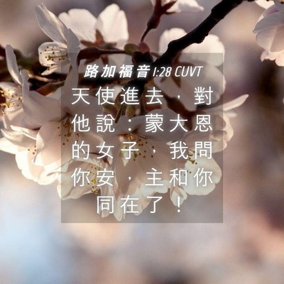 Picture 04 - 路 加 福 音 1:28 CUVT - 天 使 進 去 ， 對 他 說 ： 蒙 大 恩 - Bible Verse Picture