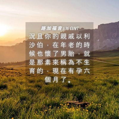 Picture 04 - 路 加 福 音 1:36 CUVT - 況 且 你 的 親 戚 以 利 沙 伯 ， 在 - Bible Verse Picture