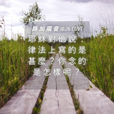 Picture 04 - 路 加 福 音 10:26 CUVT - 耶 穌 對 他 說 ： 律 法 上 寫 的 是 - Bible Verse Picture