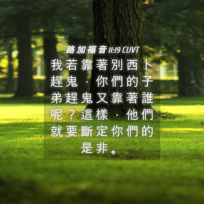 Picture 04 - 路 加 福 音 11:19 CUVT - 我 若 靠 著 別 西 卜 趕 鬼 ， 你 們 - Bible Verse Picture