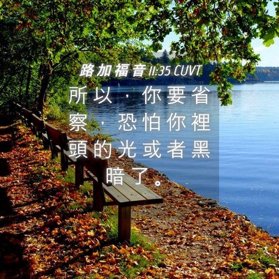 Picture 04 - 路 加 福 音 11:35 CUVT - 所 以 ， 你 要 省 察 ， 恐 怕 你 裡 - Bible Verse Picture
