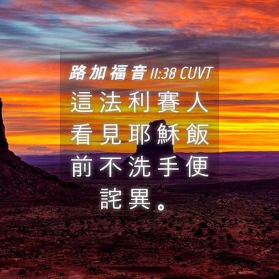 Picture 04 - 路 加 福 音 11:38 CUVT - 這 法 利 賽 人 看 見 耶 穌 飯 前 不 - Bible Verse Picture