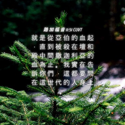 Picture 04 - 路 加 福 音 11:51 CUVT - 就 是 從 亞 伯 的 血 起 ， 直 到 被 - Bible Verse Picture