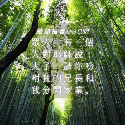 Picture 04 - 路 加 福 音 12:13 CUVT - 眾 人 中 有 一 個 人 對 耶 穌 說 ： - Bible Verse Picture