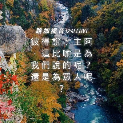Picture 04 - 路 加 福 音 12:41 CUVT - 彼 得 說 ： 主 阿 ， 這 比 喻 是 為 - Bible Verse Picture