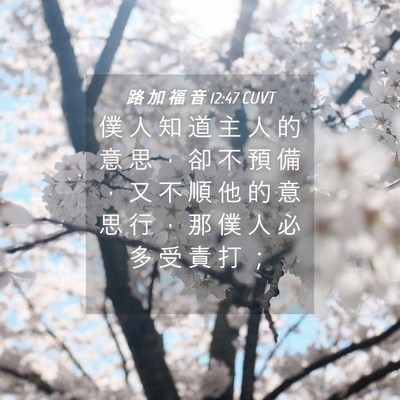 Picture 04 - 路 加 福 音 12:47 CUVT - 僕 人 知 道 主 人 的 意 思 ， 卻 不 - Bible Verse Picture