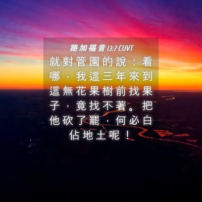 Picture 04 - 路 加 福 音 13:7 CUVT - 就 對 管 園 的 說 ： 看 哪 ， 我 這 - Bible Verse Picture