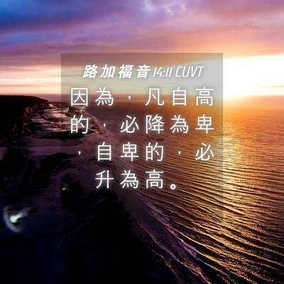 Picture 04 - 路 加 福 音 14:11 CUVT - 因 為 ， 凡 自 高 的 ， 必 降 為 卑 - Bible Verse Picture