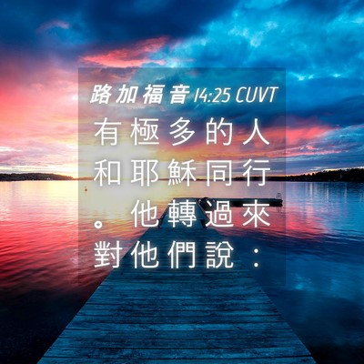 Picture 04 - 路 加 福 音 14:25 CUVT - 有 極 多 的 人 和 耶 穌 同 行 。 他 - Bible Verse Picture