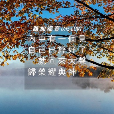Picture 04 - 路 加 福 音 17:15 CUVT - 內 中 有 一 個 見 自 己 已 經 好 了 - Bible Verse Picture