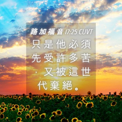 Picture 04 - 路 加 福 音 17:25 CUVT - 只 是 他 必 須 先 受 許 多 苦 ， 又 - Bible Verse Picture