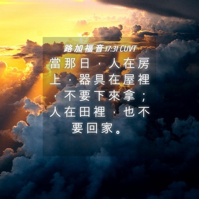 Picture 04 - 路 加 福 音 17:31 CUVT - 當 那 日 ， 人 在 房 上 ， 器 具 在 - Bible Verse Picture