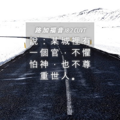 Picture 04 - 路 加 福 音 18:2 CUVT - 說 ： 某 城 裡 有 一 個 官 ， 不 懼 - Bible Verse Picture