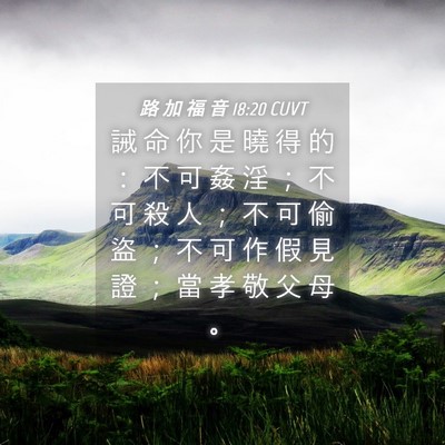 Picture 04 - 路 加 福 音 18:20 CUVT - 誡 命 你 是 曉 得 的 ： 不 可 姦 淫 - Bible Verse Picture