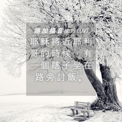Picture 04 - 路 加 福 音 18:35 CUVT - 耶 穌 將 近 耶 利 哥 的 時 候 ， 有 - Bible Verse Picture