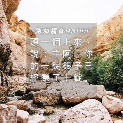 Picture 04 - 路 加 福 音 19:16 CUVT - 頭 一 個 上 來 ， 說 ： 主 阿 ， 你 - Bible Verse Picture