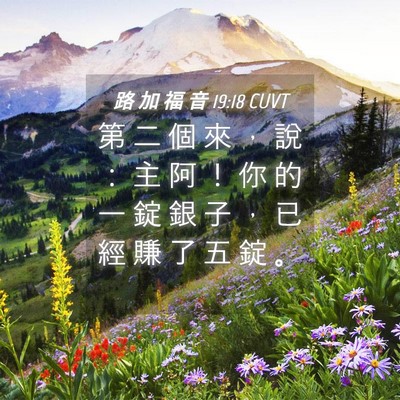 Picture 04 - 路 加 福 音 19:18 CUVT - 第 二 個 來 ， 說 ： 主 阿 ！ 你 的 - Bible Verse Picture