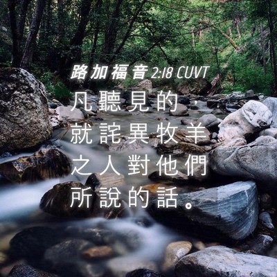 Picture 04 - 路 加 福 音 2:18 CUVT - 凡 聽 見 的 ， 就 詫 異 牧 羊 之 人 - Bible Verse Picture
