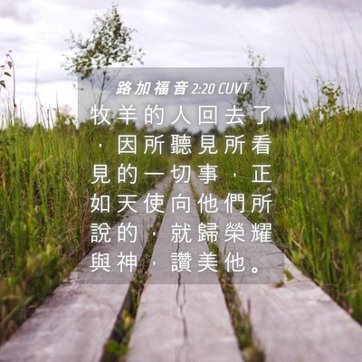 Picture 04 - 路 加 福 音 2:20 CUVT - 牧 羊 的 人 回 去 了 ， 因 所 聽 見 - Bible Verse Picture