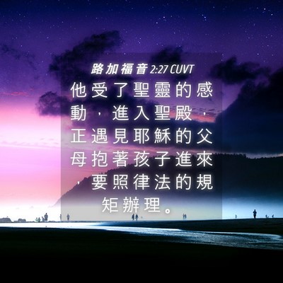 Picture 04 - 路 加 福 音 2:27 CUVT - 他 受 了 聖 靈 的 感 動 ， 進 入 聖 - Bible Verse Picture