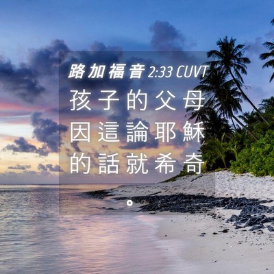Picture 04 - 路 加 福 音 2:33 CUVT - 孩 子 的 父 母 因 這 論 耶 穌 的 話 - Bible Verse Picture