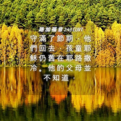 Picture 04 - 路 加 福 音 2:43 CUVT - 守 滿 了 節 期 ， 他 們 回 去 ， 孩 - Bible Verse Picture