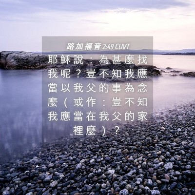 Picture 04 - 路 加 福 音 2:49 CUVT - 耶 穌 說 ： 為 甚 麼 找 我 呢 ？ 豈 - Bible Verse Picture