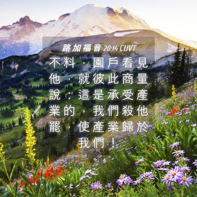 Picture 04 - 路 加 福 音 20:14 CUVT - 不 料 ， 園 戶 看 見 他 ， 就 彼 此 - Bible Verse Picture