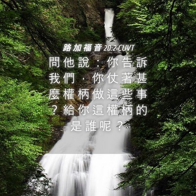 Picture 04 - 路 加 福 音 20:2 CUVT - 問 他 說 ： 你 告 訴 我 們 ， 你 仗 - Bible Verse Picture