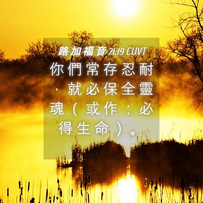 Picture 04 - 路 加 福 音 21:19 CUVT - 你 們 常 存 忍 耐 ， 就 必 保 全 靈 - Bible Verse Picture