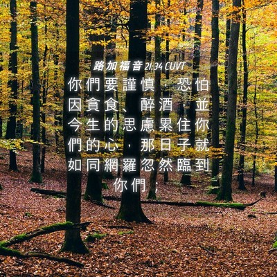 Picture 04 - 路 加 福 音 21:34 CUVT - 你 們 要 謹 慎 ， 恐 怕 因 貪 食 、 - Bible Verse Picture